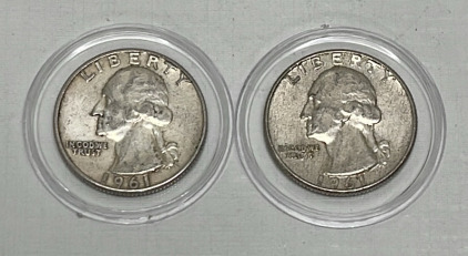 (2) 1961 90% Silver Washington Quarters