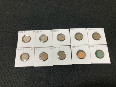 (10) 1919-1957 Wheat Pennies Minted