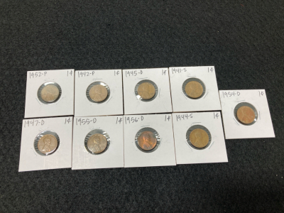 (9) 1941-1956 Wheat Pennies