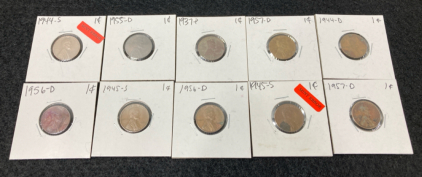 (10) 1937-1957 Wheat Pennies