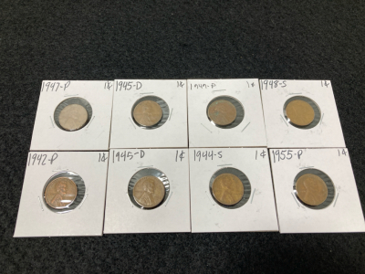 (8) 1944-1955 Wheat Pennies