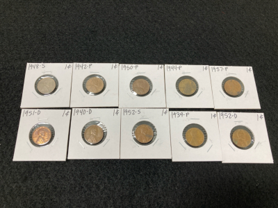 (10) 1937-1952 Wheat Pennies