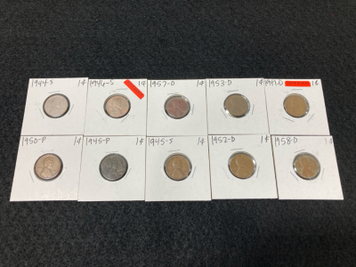 (10) 1944-1958 Wheat Pennies