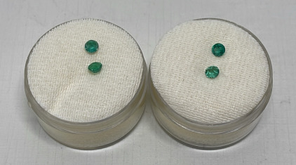 (4) 3.25mm/3.00mm Round Cut And Faceted Emeralds Gemstones
