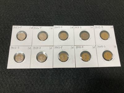 (10) 1942-1958 Wheat Pennies