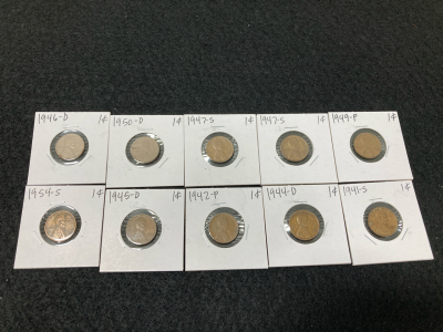 (10) 1941-1954 Wheat Pennies