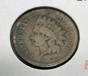 1859 Copper Nickel Indian Head Penny (Rare) (Carded)