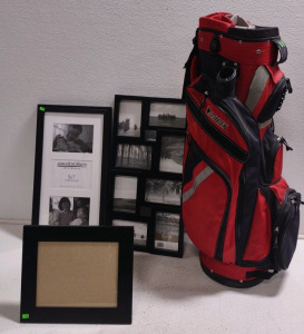 A Full Size Datrex Golf Club Bag & (3) Assorted (Black) Picture Frames
