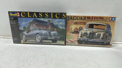 (1) Revell Classics Jaguar XK-120 Plastic Buildable Model Car, (1) Tamiya Jaguar Mk.II Racing Plastic Buildable Model Car