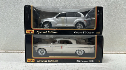 (1) Vintage Maisto Special Edition 1:18 Scale Chrysler PT Crusier Die-Cast Replica, (1) Maisto Special Edition 1:18 Scale 1956 Chrysler 300B Die-Cast Replica