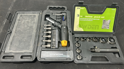 Stanley Folding Rachet ScrewDriver, 9 In 1 Hollow Punch Set