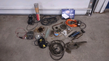 Box Full of Welding Tools/Pieces/Parts, Clean STP&reg; Air Filter-SA11003, & More