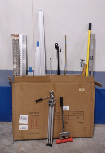 (5) Assorted Measuring Stick Tools, (1) 3' Long Leveler, Light Bulb Reaching Stick, & Much More!