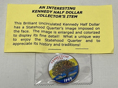 1999 Connecticut Kennedy Half Dollar (Sleeved)