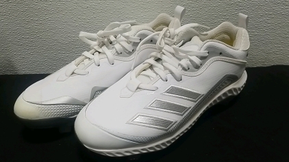 Adidas White/Silver Kleets-Size 8&frac12;
