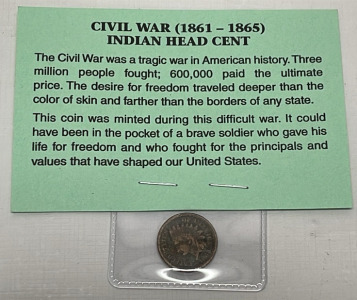 1861-1865 Civil War Indian Head Cent (Sleeved)