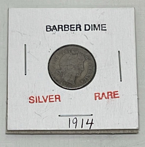 1914 Silver Barber Dime Coin (Rare) (Sleeved)