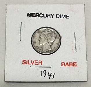 1941 Silver Mercury Dime Coin (Rare) (Sleeved)