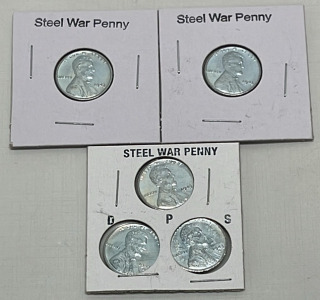 (5) 1943 Steel War Pennies (Carded)