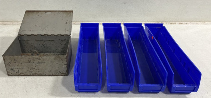 (1) Metal Storage Container (4) Plastic Organizers