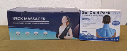 (1) Neck Massager Therapy Pillow W/Heat & (1) Revix Neck & Shoulders Gell Cold Pack
