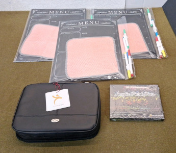 (1) Christian Art Gifts Two-Fold Bible Organizer, Foux Leather, Black, 7-1/2"W x 10-1/2"L, (3) Self Stick Blackboard Sets & (1) 12-Piece Acrylic Paint Pen Set<br/>