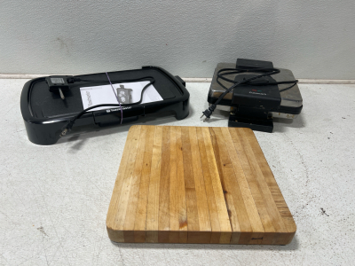 Toastmaster 10x16&rdquo; Griddle, Cuisinart Waffle Maker, And A Cutting Board