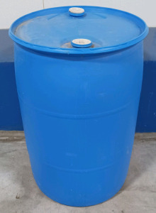 (1) 55-Gallon Blue Plastic Barrel