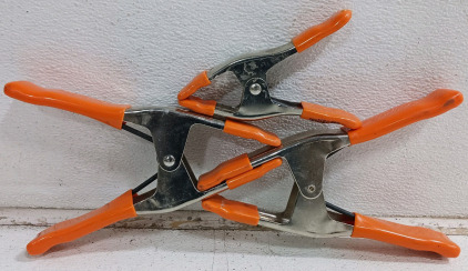 (3) Heavy-Duty Grip Set - (2) Large Pony 3203 Metal Spring Clamps (1) Small Pony 3202 Metal Spring Clamp - Orange Handle