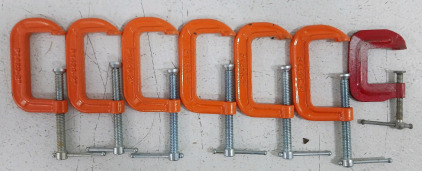 (7) Sturdy Clamping Solutions - (6) Pony 2" C-Clamps 1420-2 (1) Small Red C-Clamp