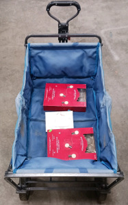 (4) Rolling Utility Wagon & Accessories - (1) Collapsible Wagon w/ Cover (2) Globe Light Sets (1) Photo Album