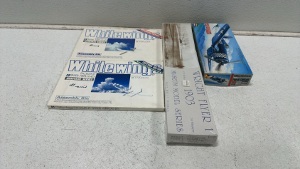 Vintage Hasegawa &ldquo;Vought F4U-1D Corsair&rdquo; 1:72 Buildable Model, Vintage &ldquo;Wright Flyer 1&rdquo; 1:20 Buildable Model, (2) WhiteWing 15pc. Excellent Paper Airplane Kit (Heritage & Original Series)