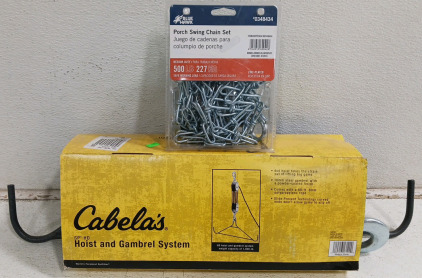 (2) Heavy-Duty Hoist Systems - (1) Cabela's Hoist and Gambrel System (1) Blue Hawk Porch Swing Chain Set