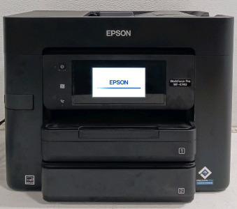 (1) Epson WorkForce Pro WF-4740 Printer/Scanner w/ Power Cable - Model C581C - Powers On