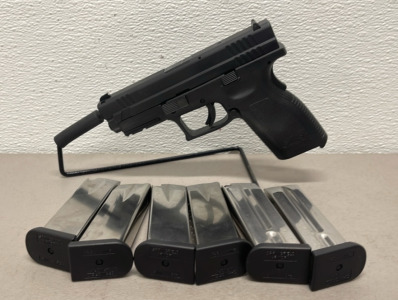 Springfield Armory XD-9 Model 9mm Caliber, Semi Automatic Pistol In Original Hard Case, 6 Extra Magazines,