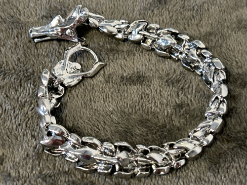 8.5" Silver Toned Dragon Bracelet