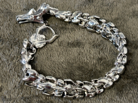 8.5" Silver Toned Dragon Bracelet