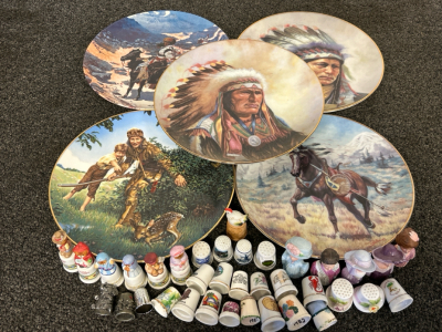 (5) Collectible Plates And Assorted Thimbles