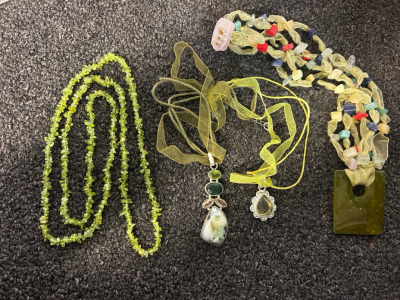 Green Rock Necklaces, Gem Necklace