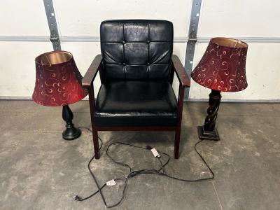 Black Chair And Two Lamps