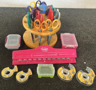 Edgers Fun Scissors, Hole Puncher, Organizer Box&rsquo;s, Tape