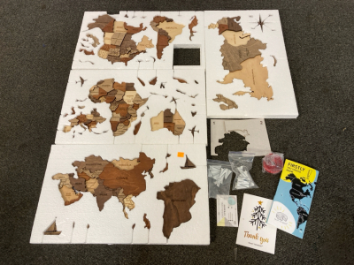 Large Wooden World Map