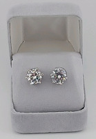 (1) Pair Silver-Plated Moissanite Earrings w/ Hardcase - 2ct TW - 2