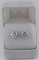 (1) Pair Silver-Plated Moissanite Earrings w/ Hardcase - 2ct TW - 3