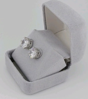 (1) Pair Silver-Plated Moissanite Earrings w/ Hardcase - 2ct TW - 4