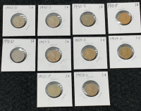 (10) Pennies 1935-1952