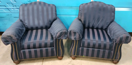 (2) Ethan Allen Upholstered Armchairs w/ Removable Cushions