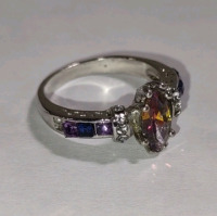 Women's Sliver Toned Amethyst Ring - 2