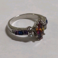 Women's Sliver Toned Amethyst Ring - 3