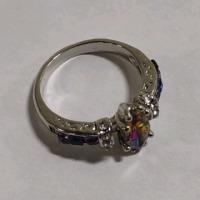 Women's Sliver Toned Amethyst Ring - 4